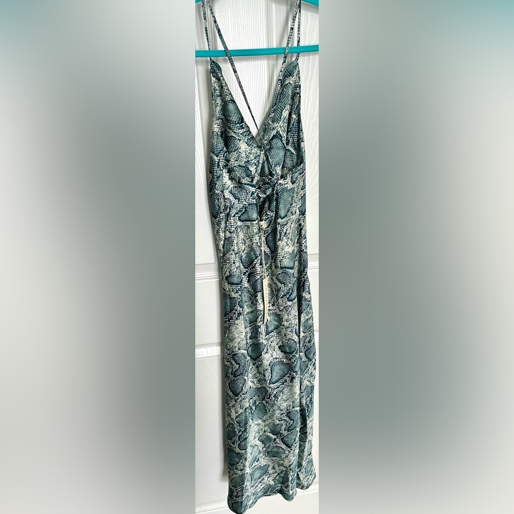 ‼️RARE‼️🎸LOVESTITCH🎸🔥NWT🔥Python Cowl Neck Midi Slip Dress in Green—S - Picture 11 of 14